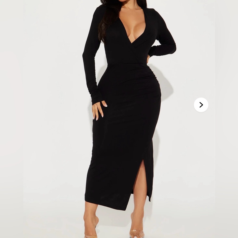 Fashion Nova Elegant Black Long Sleeve Dress